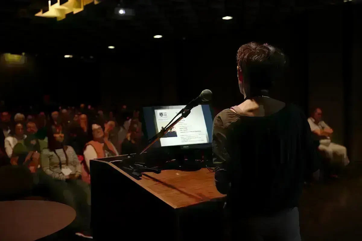 Speaker's side of the stage